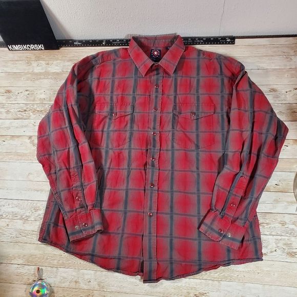 Panhandle Slim Red Pearl Snap Western Shirt‎ Mens XL - Picture 1 of 8
